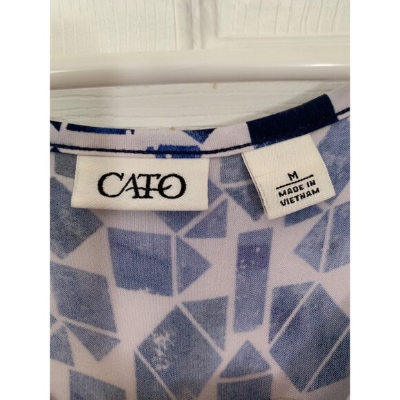 Cato Womens Shift Dress Medium Blue Geometric Print Long Sleeve Knee Length - Picture 3 of 7